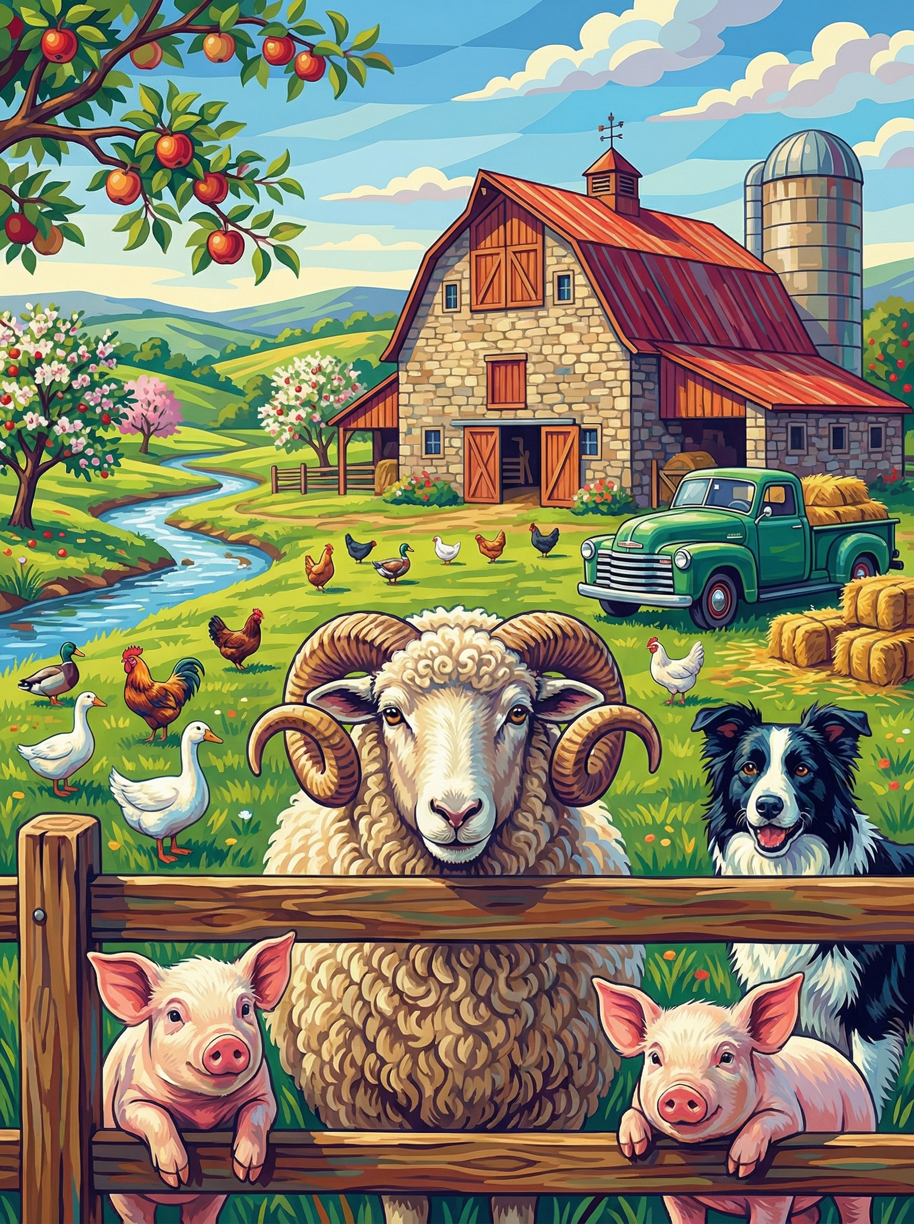 Happy Farmyard Friends (Diamond Painting) Diamond Painting kit