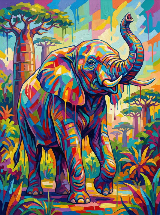 Rainbow Safari Elephant (Diamond Painting)
