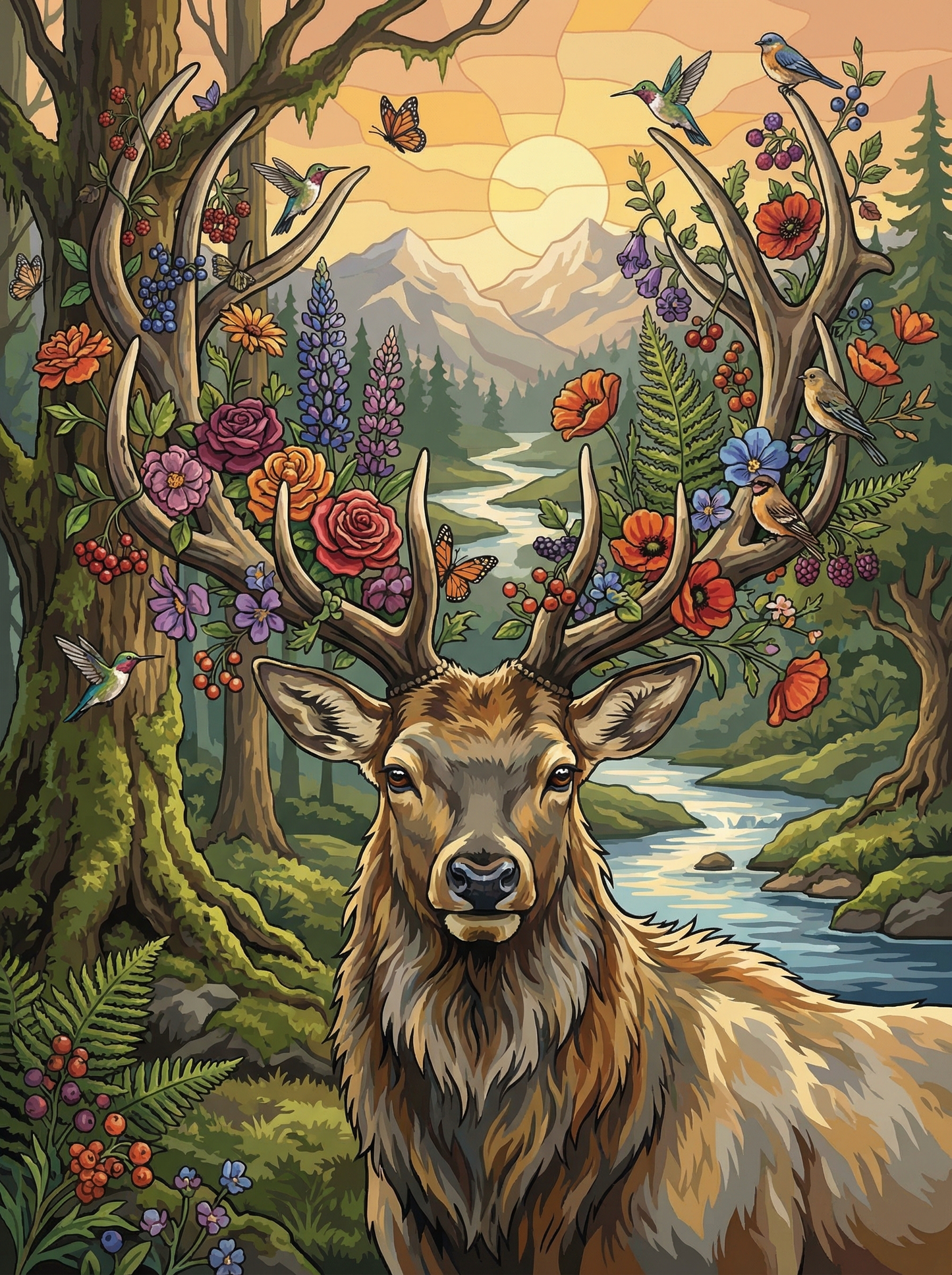 Sunlit Antler Valley (Diamond Painting) Diamond Painting kit