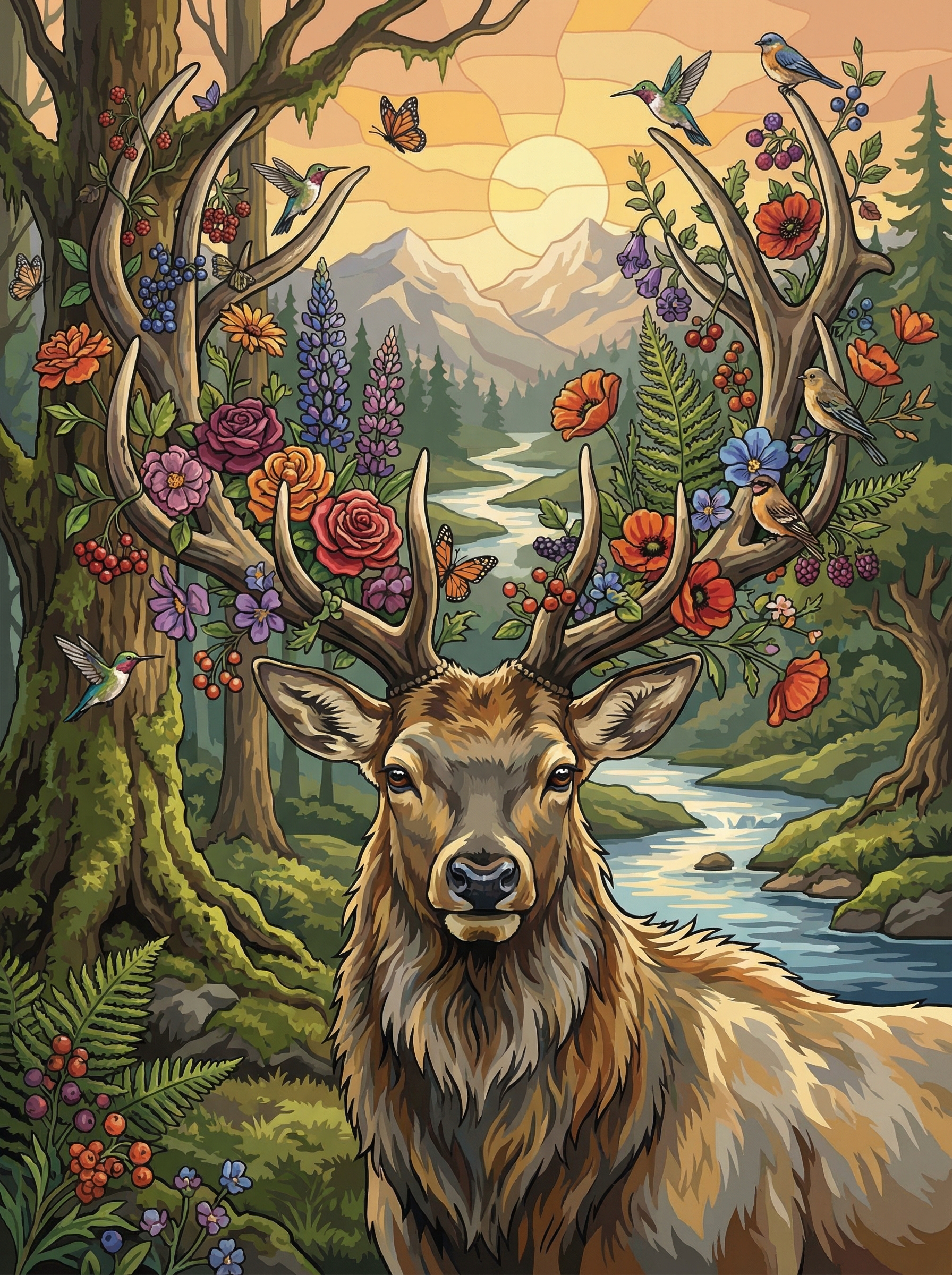 Sunlit Antler Valley (Diamond Painting) Diamond Painting kit