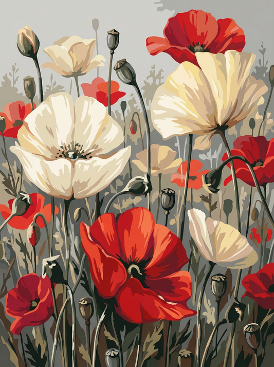 Soft Vintage Poppies (Diamond Painting)