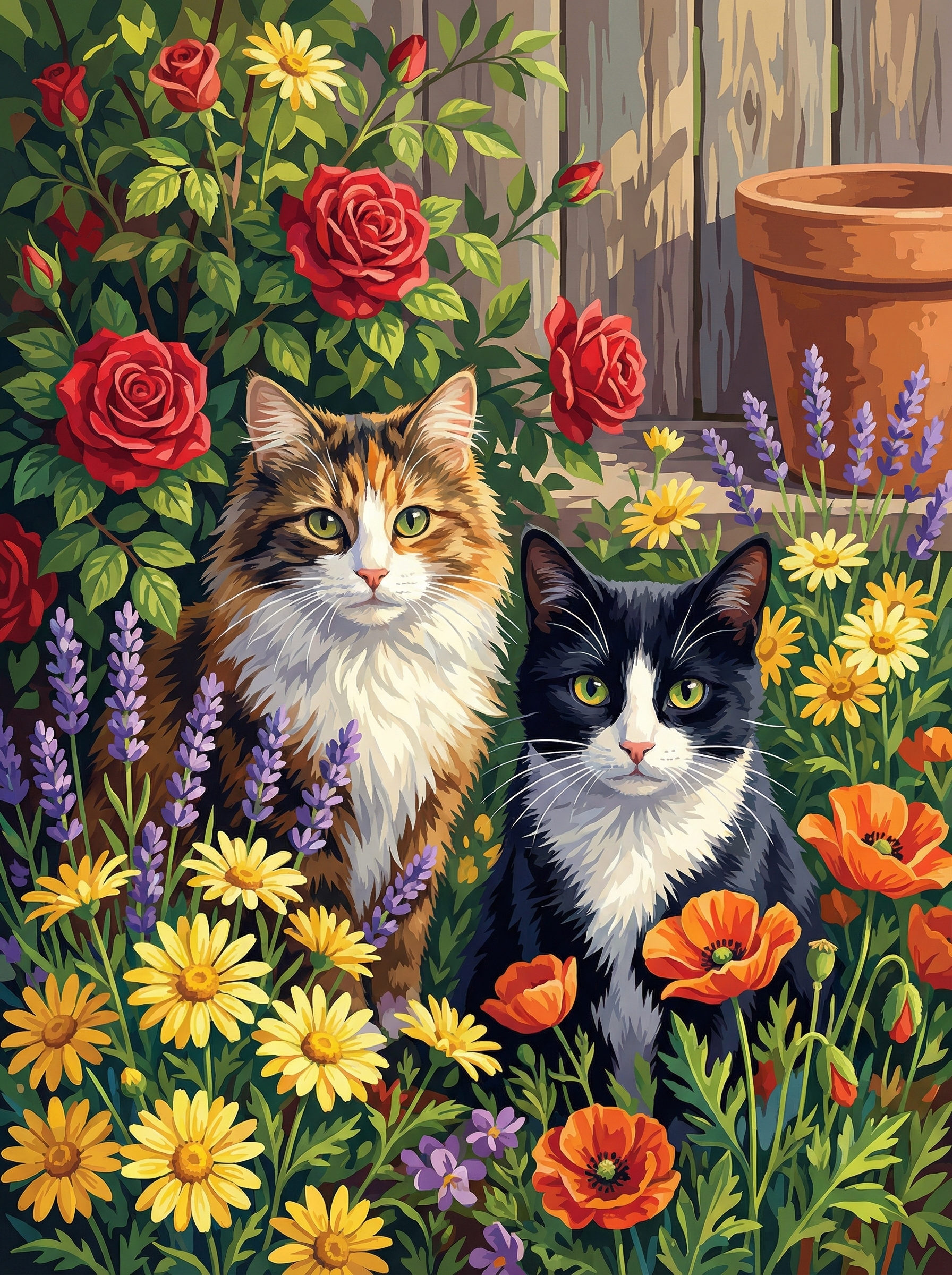 Garden Cats Duo (Diamond Painting) Diamond Painting kit