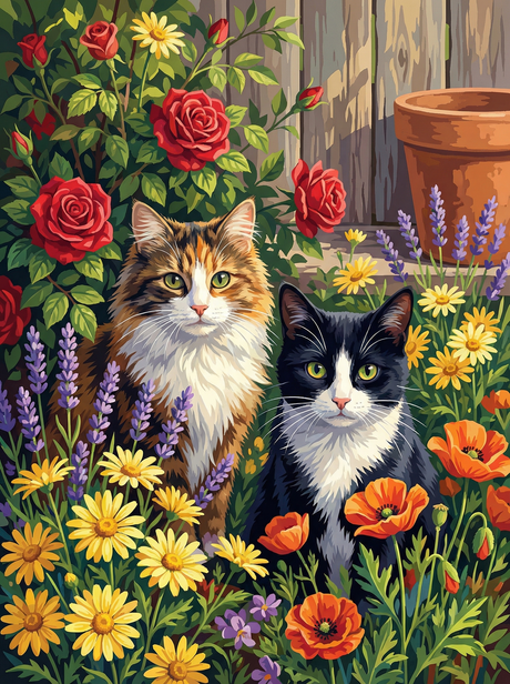 Garden Cats Duo (Diamond Painting) Diamond Painting kit