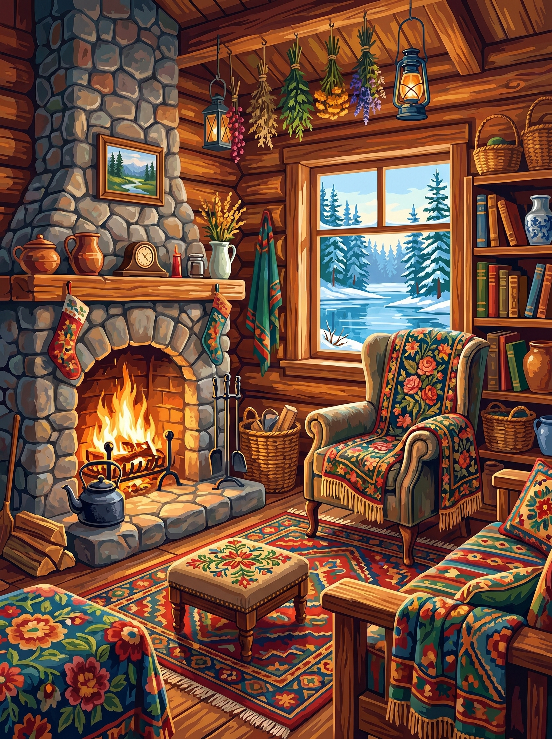 Cozy Cabin Hearth (Diamond Painting) Diamond Painting kit