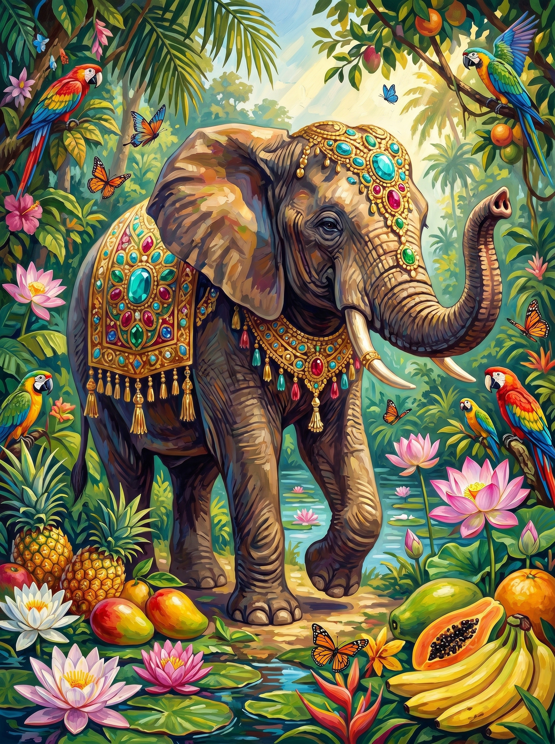 Jewel Elephant Oasis (Diamond Painting) Diamond Painting kit