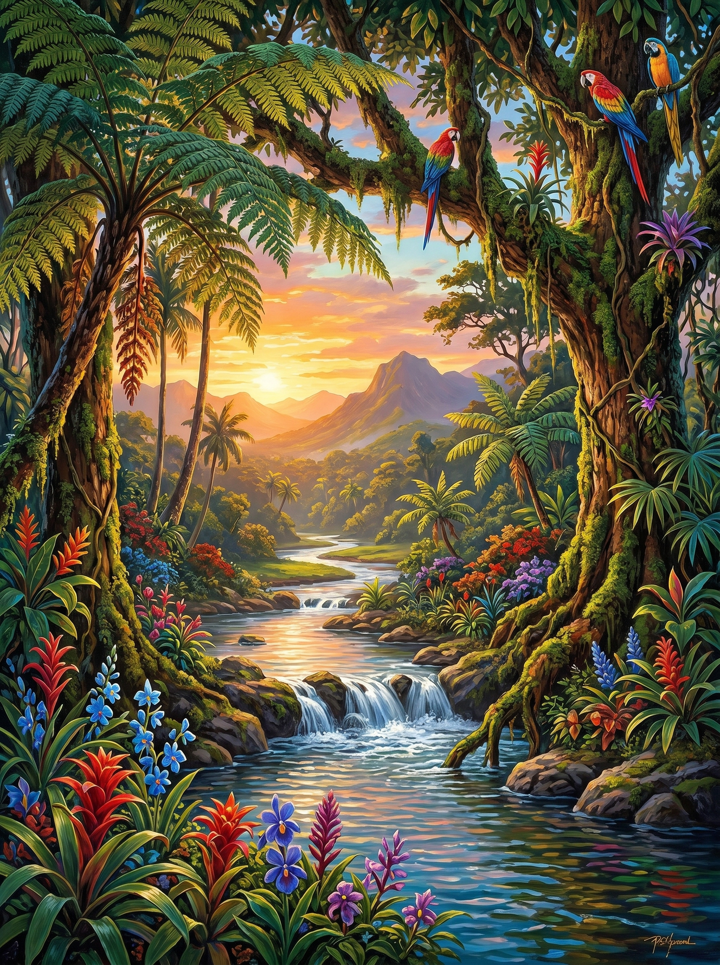 Tropical River Sunrise (Diamond Painting) Diamond Painting kit