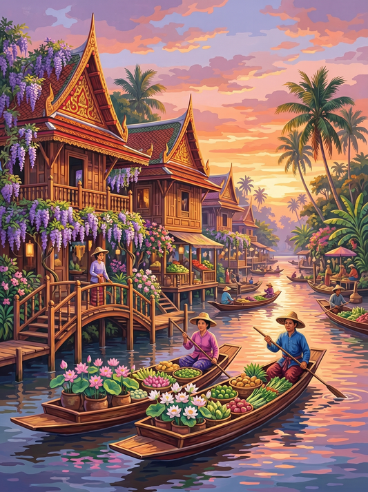 Floating Market Serenity (Diamond Painting)