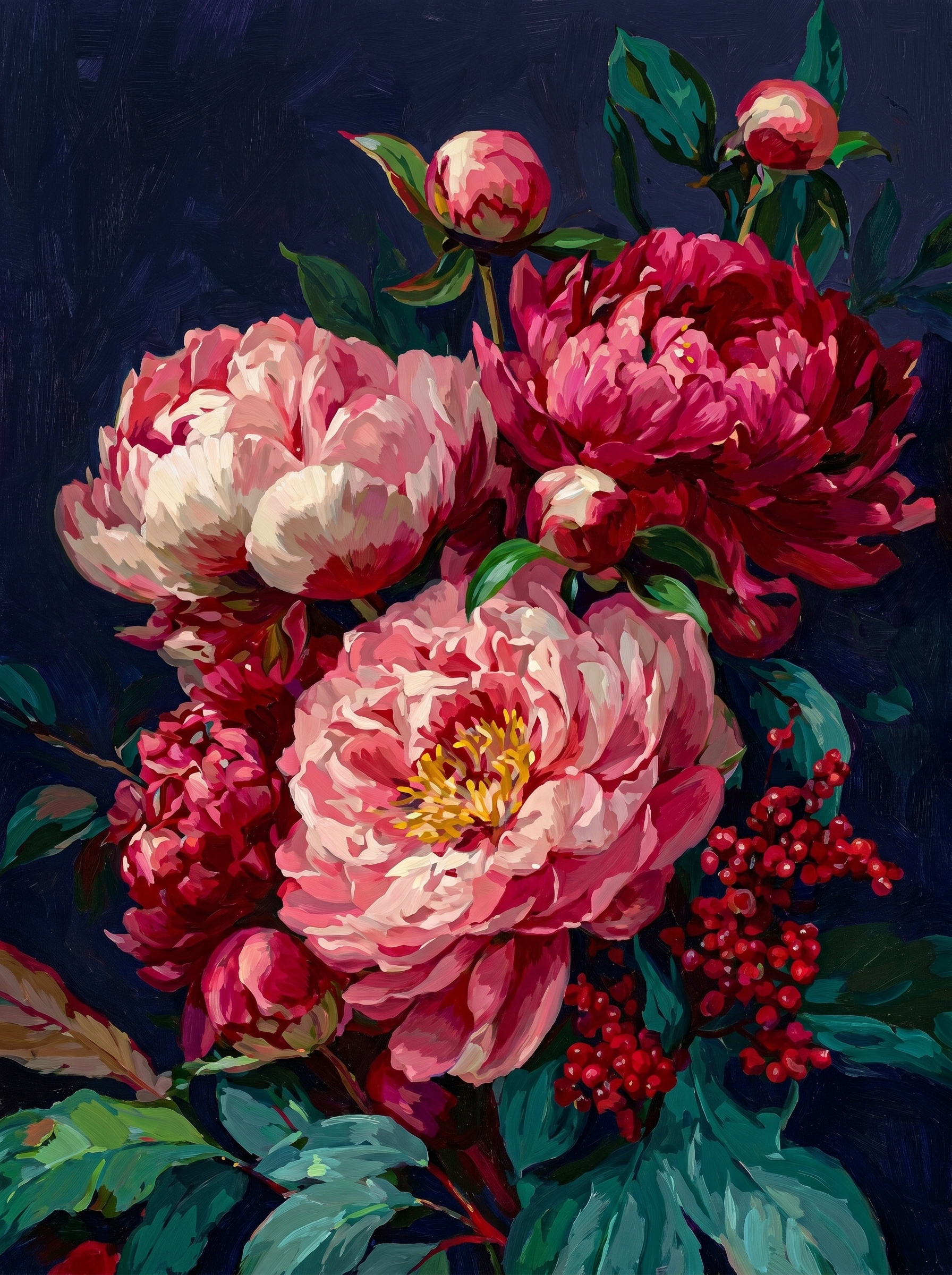 Crimson Peony Bloom (Diamond Painting)