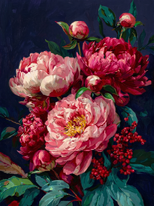 Crimson Peony Bloom (Diamond Painting)