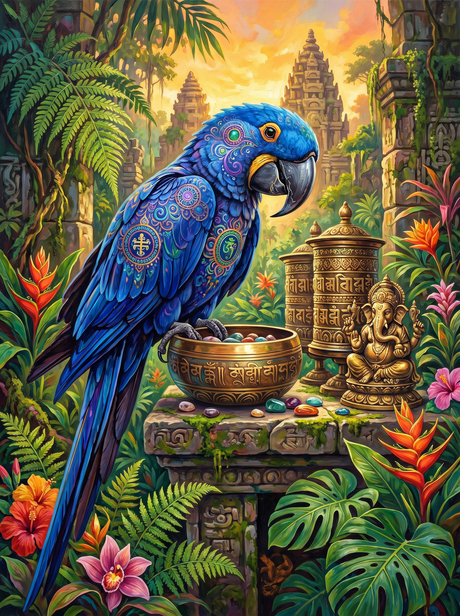 Sacred Jungle Parrot (Diamond Painting) Diamond Painting kit