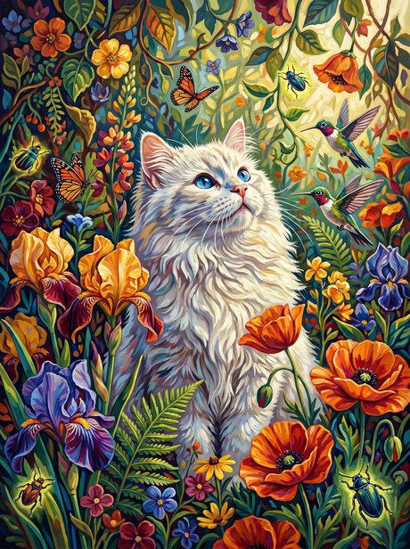 Whimsical Garden Cat (Diamond Painting) Diamond Painting kit