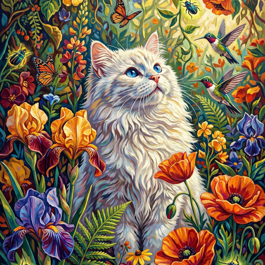 Whimsical Garden Cat