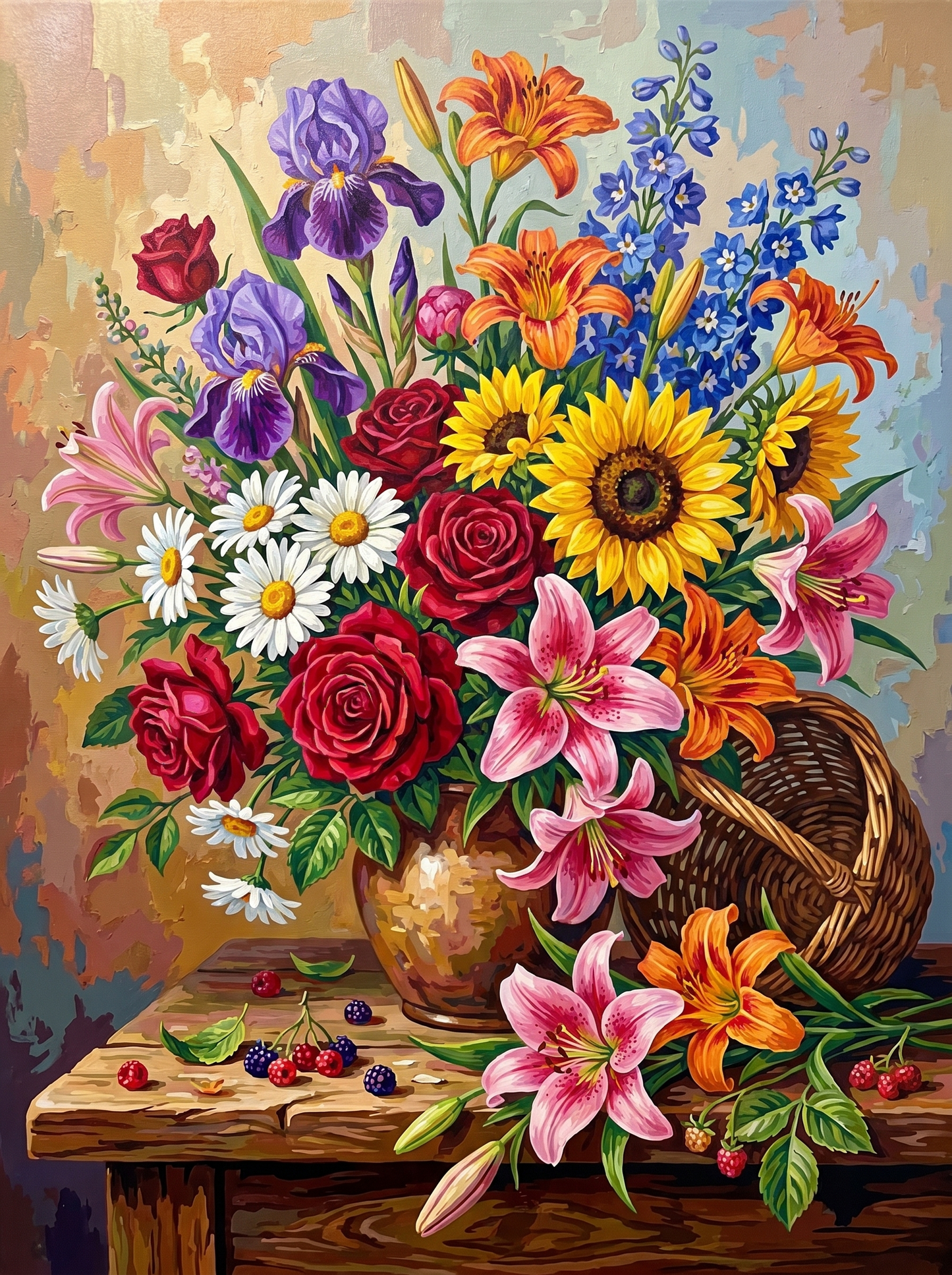 Rustic Wildflower Basket (Diamond Painting)