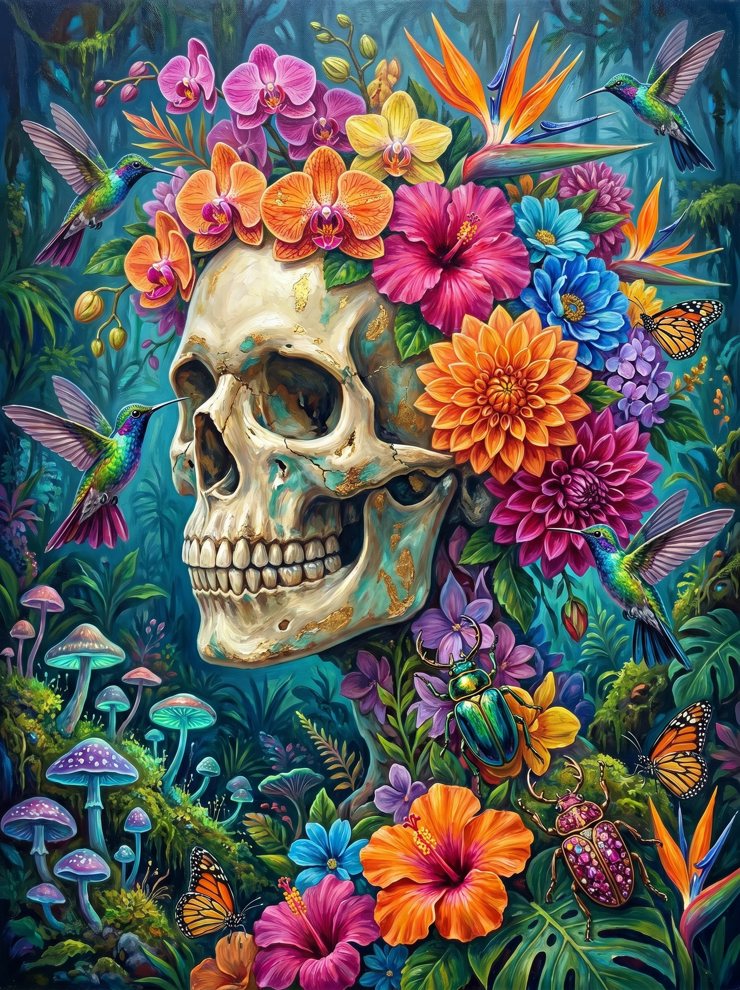 Tropical Skull Bloom (Diamond Painting) Diamond Painting kit