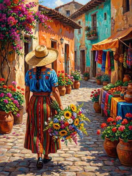 Sunlit Market Stroll (Diamond Painting) Diamond Painting kit