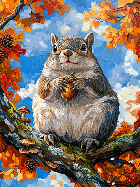 Autumn Acorn Squirrel (Diamond Painting) Diamond Painting kit