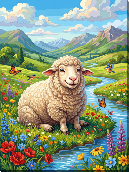 Sunny Meadow Lamb (Diamond Painting)
