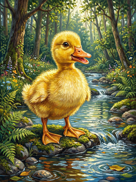Golden Forest Duckling (Diamond Painting) Diamond Painting kit