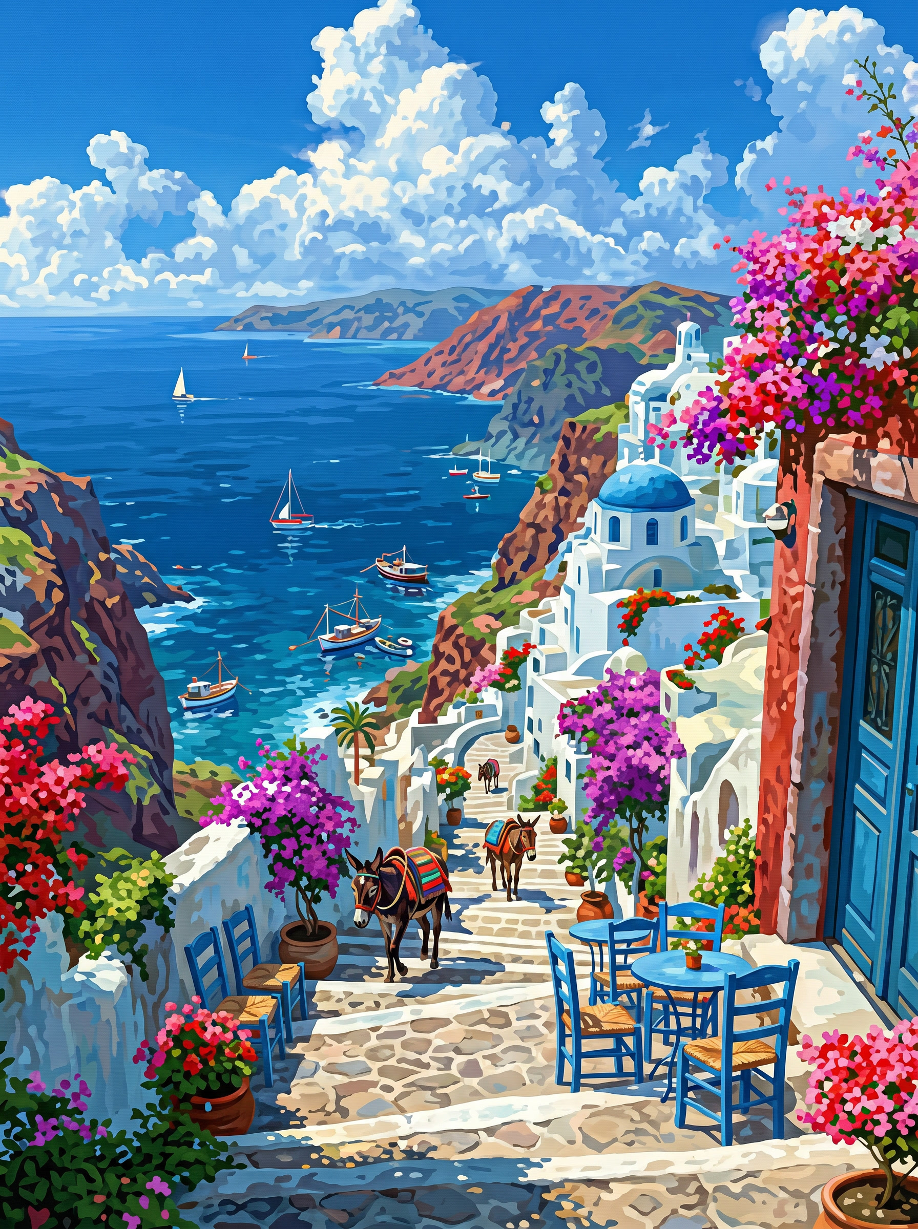 Santorini Coastal Path (Diamond Painting) Diamond Painting kit
