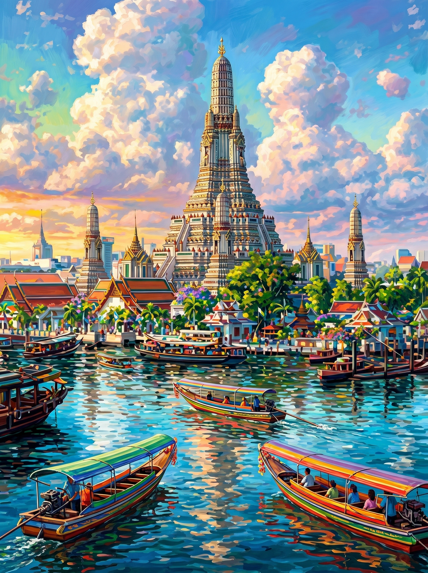 Bangkok River Temple (Diamond Painting) Diamond Painting kit
