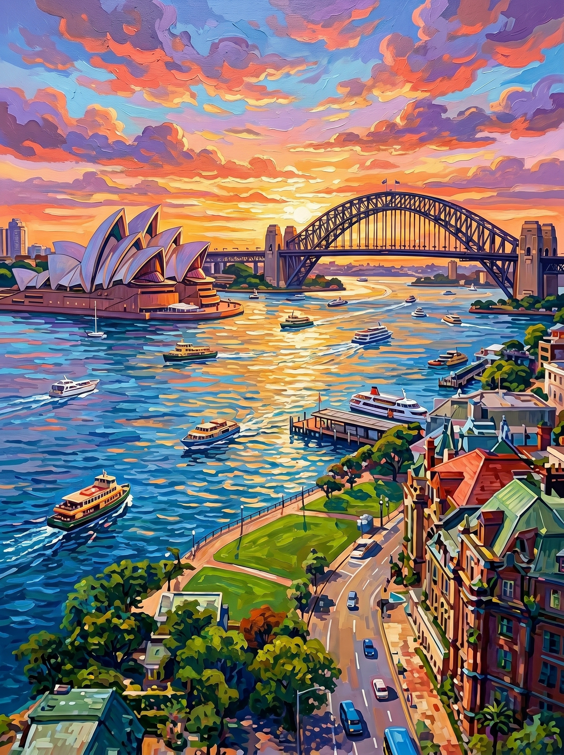Sydney Sunset Harbor (Diamond Painting) Diamond Painting kit