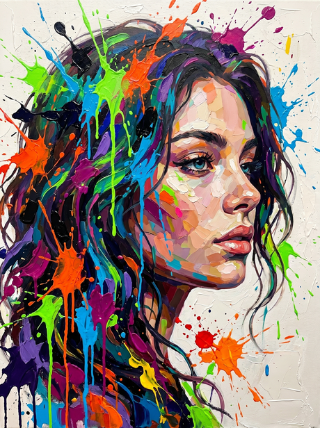 Neon Splash Portrait (Diamond Painting) Diamond Painting kit