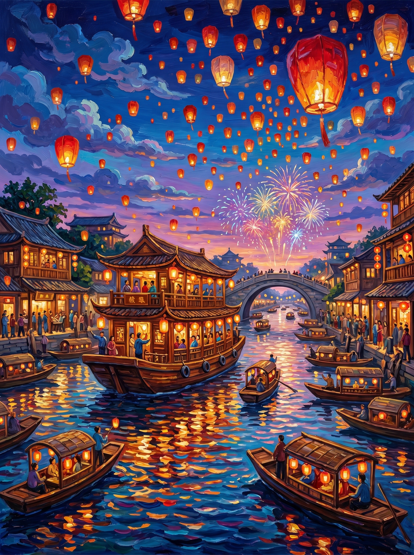Lantern River Festival (Diamond Painting) Diamond Painting kit