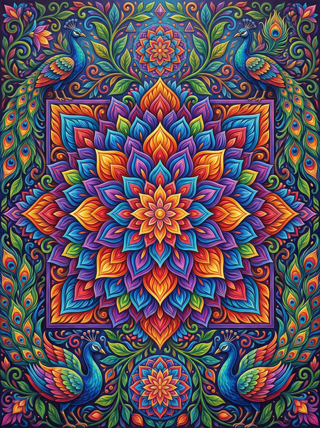Peacock Mandala Bloom (Diamond Painting) Diamond Painting kit