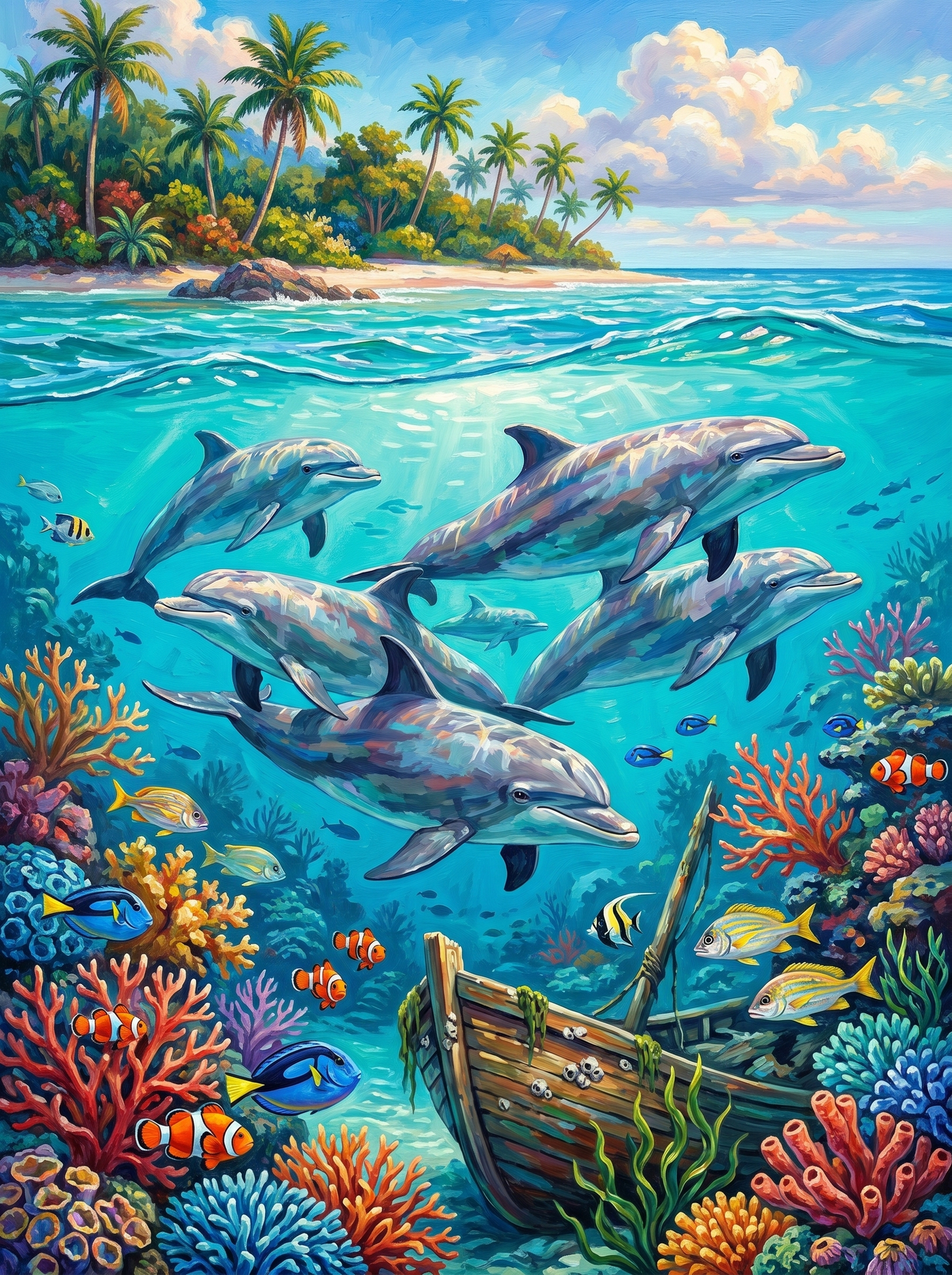 Dolphin Reef Escape (Diamond Painting) Diamond Painting kit