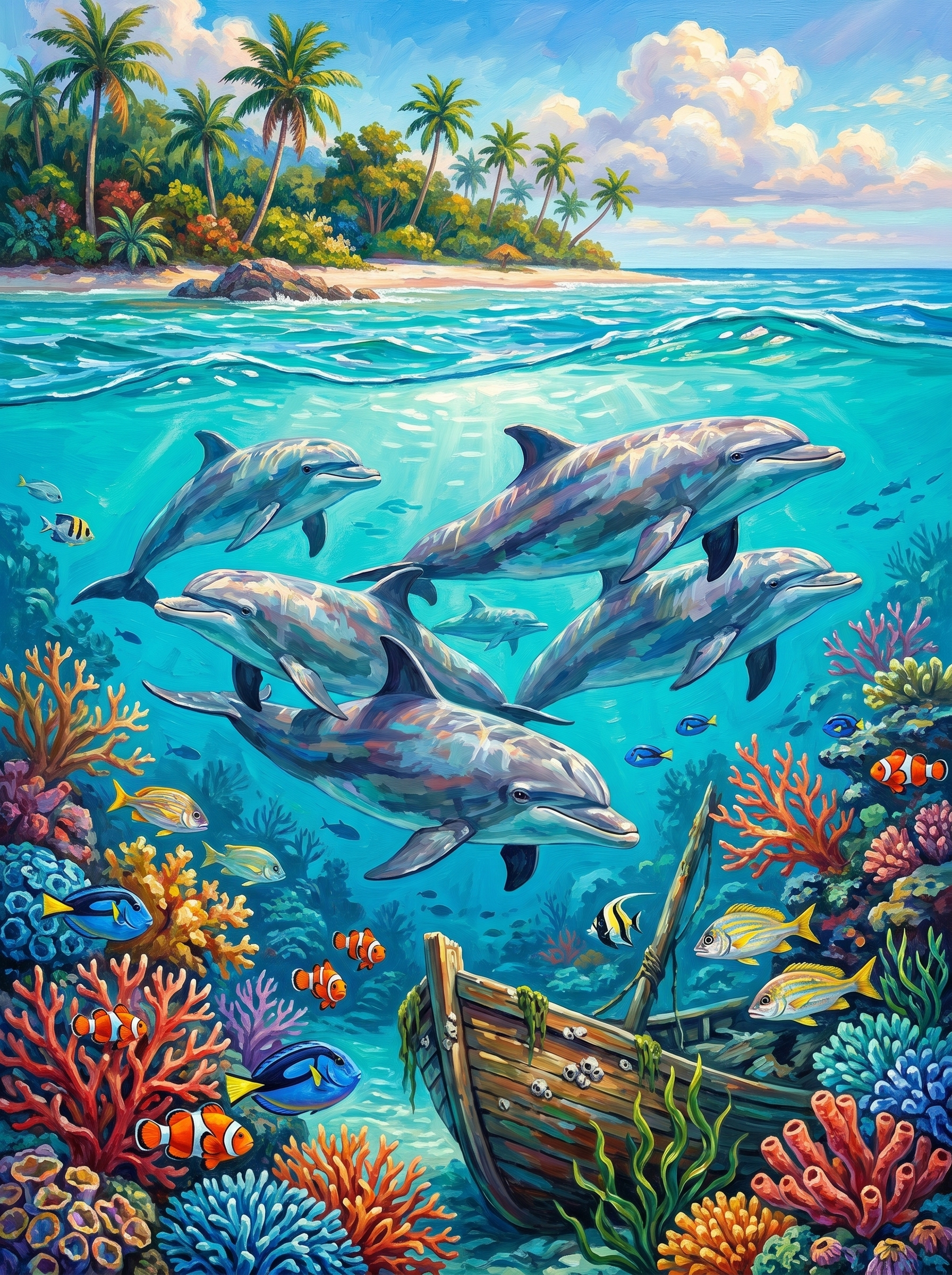 Dolphin Reef Escape (Diamond Painting) Diamond Painting kit