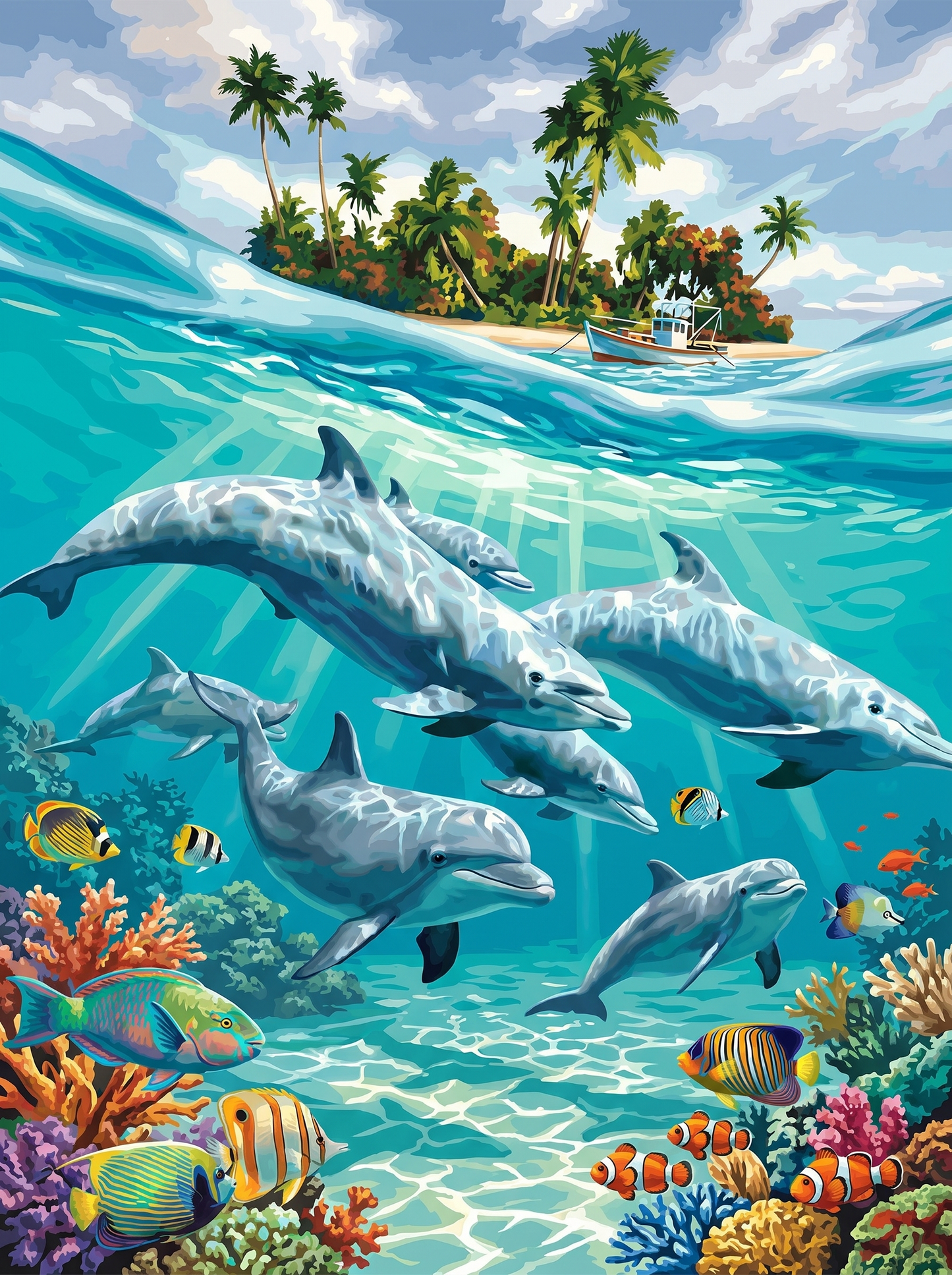 Island Dolphin Paradise (Diamond Painting) Diamond Painting kit