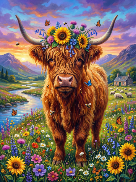 Golden Valley Highlander (Diamond Painting) Diamond Painting kit