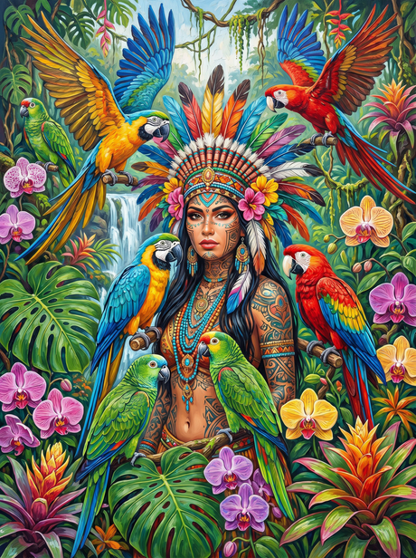 Parrot Queen Jungle Spirit (Diamond Painting) Diamond Painting kit