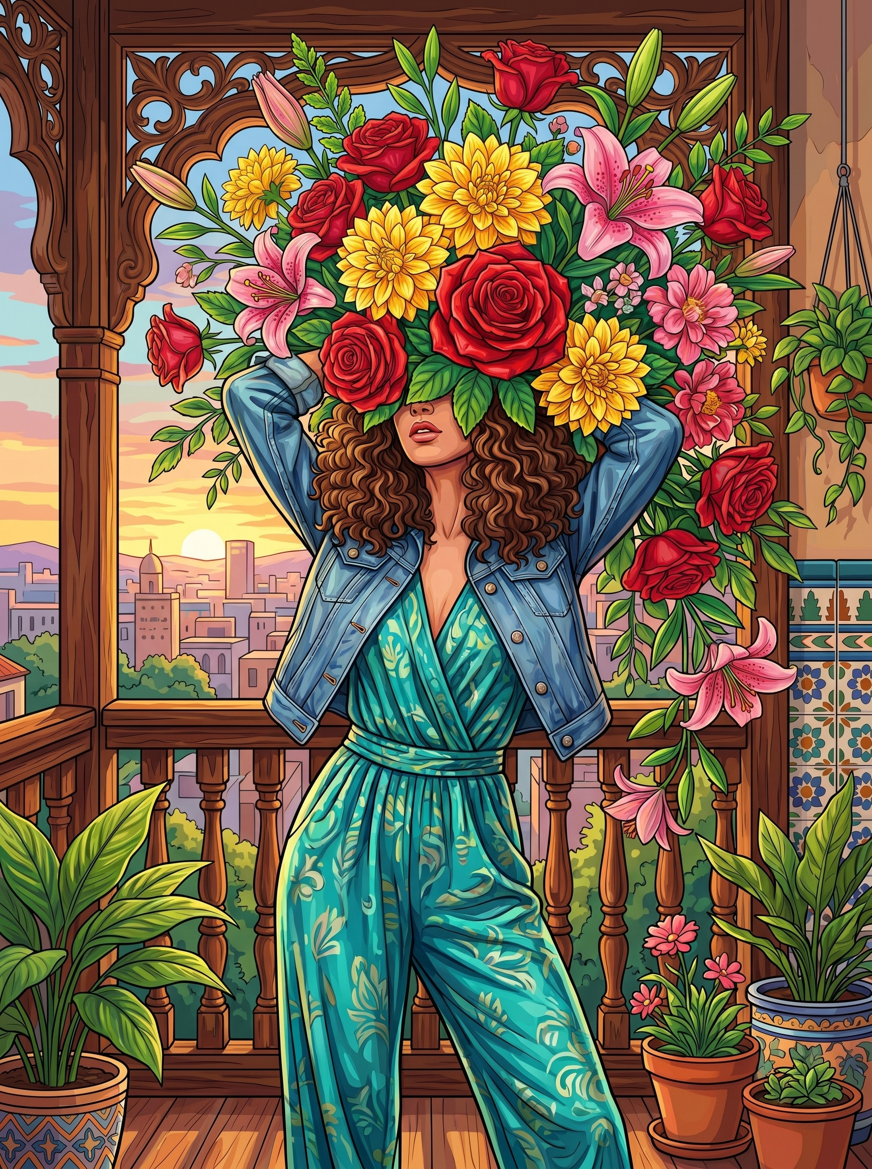 Floral Crown Balcony (Diamond Painting) Diamond Painting kit