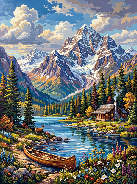 Alpine Lake Retreat (Diamond Painting) Diamond Painting kit