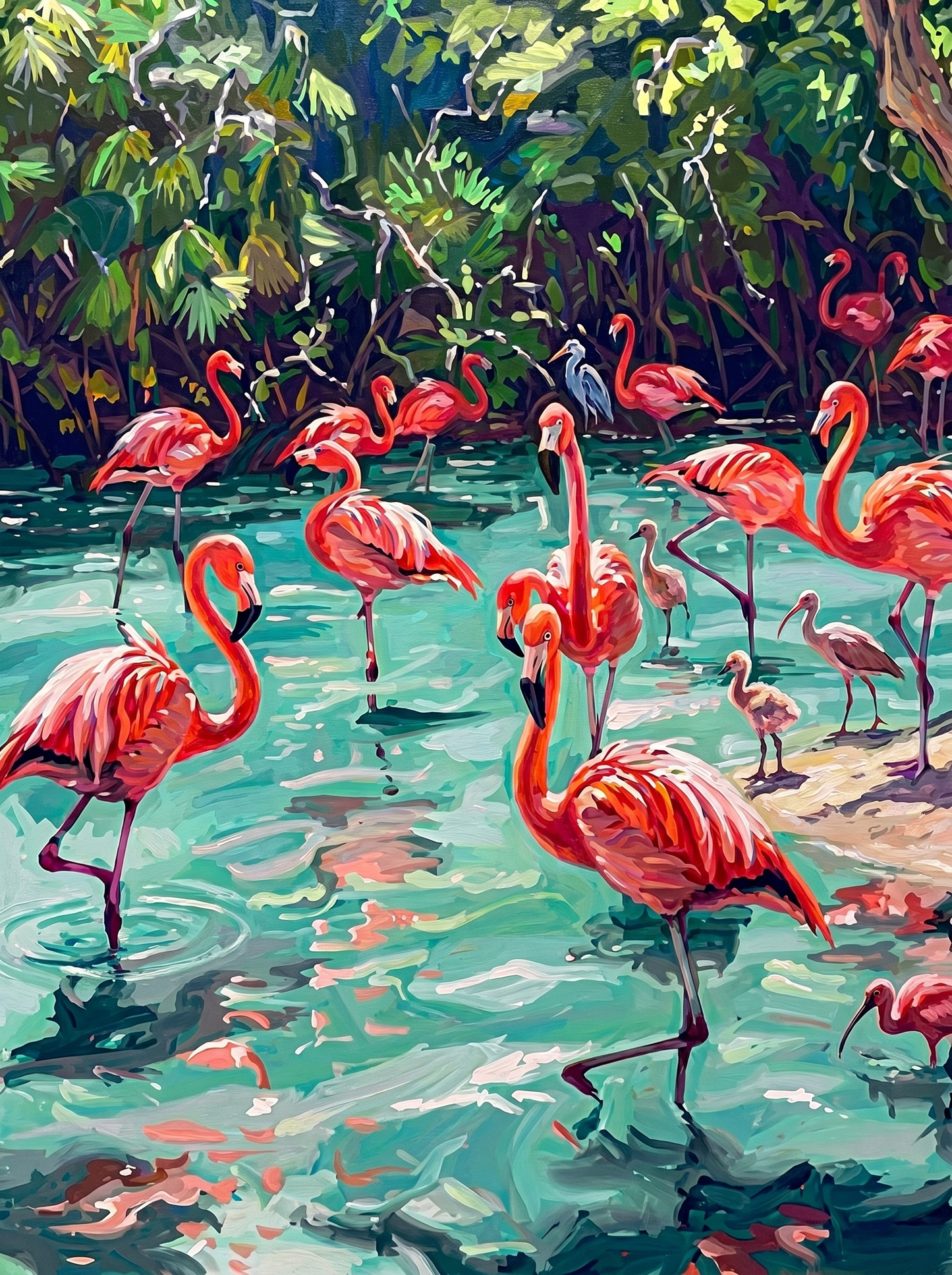 Tropical Flamingo Lagoon (Diamond Painting) Diamond Painting kit