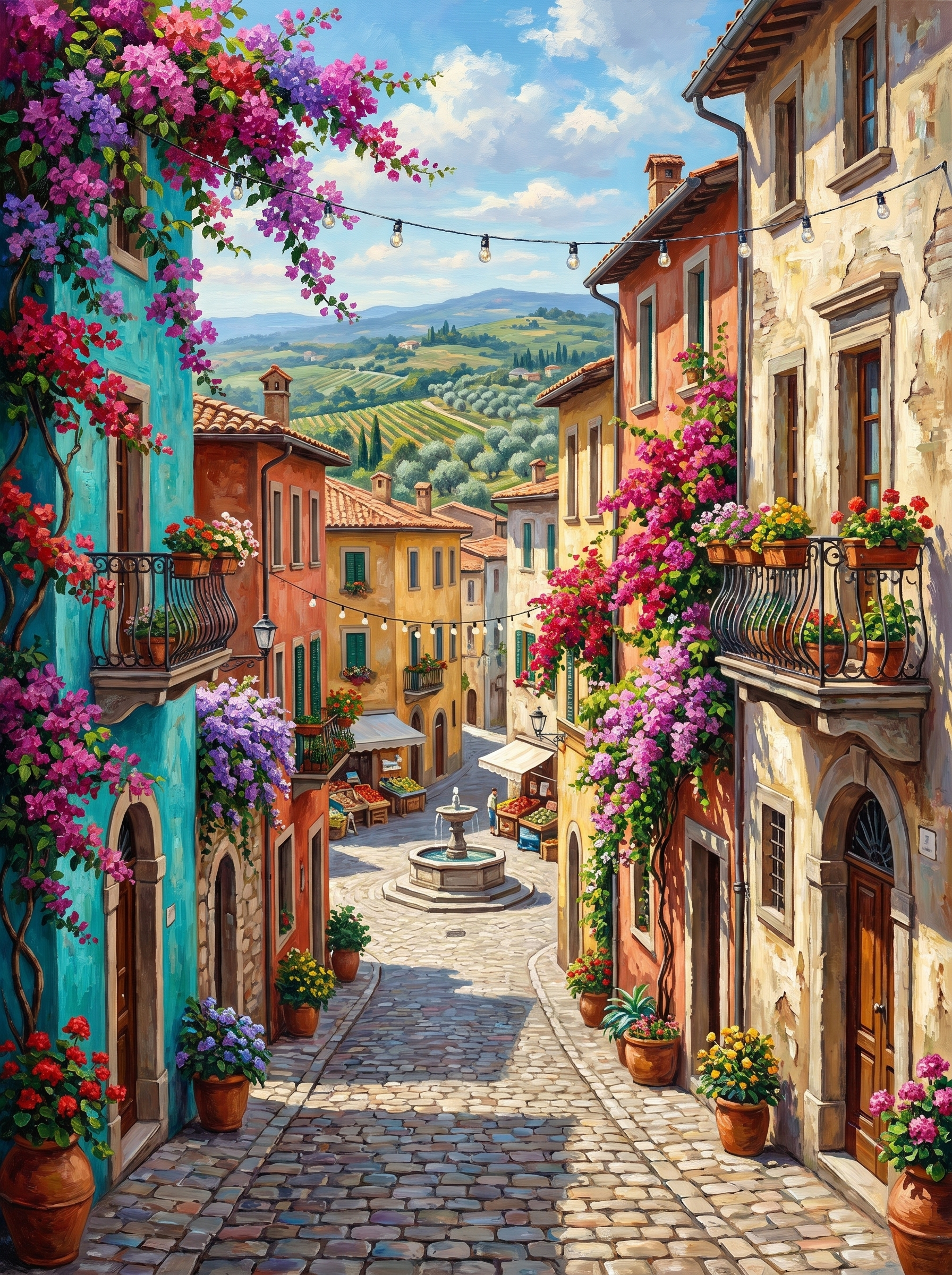 Blooming Tuscan Alley Charm (Diamond Painting) Diamond Painting kit