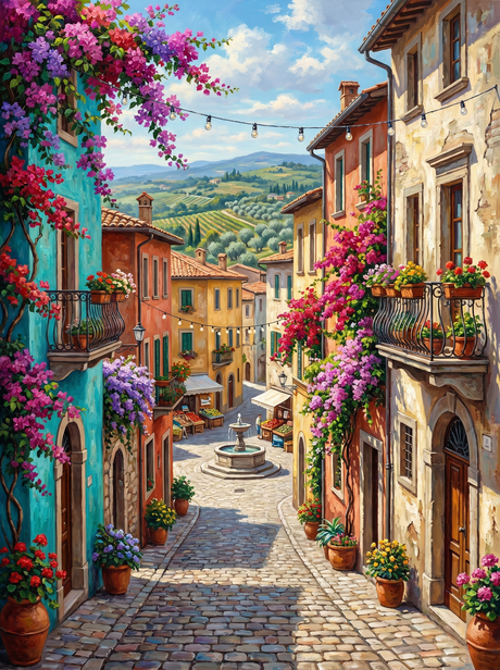 Blooming Tuscan Alley Charm (Diamond Painting) Diamond Painting kit