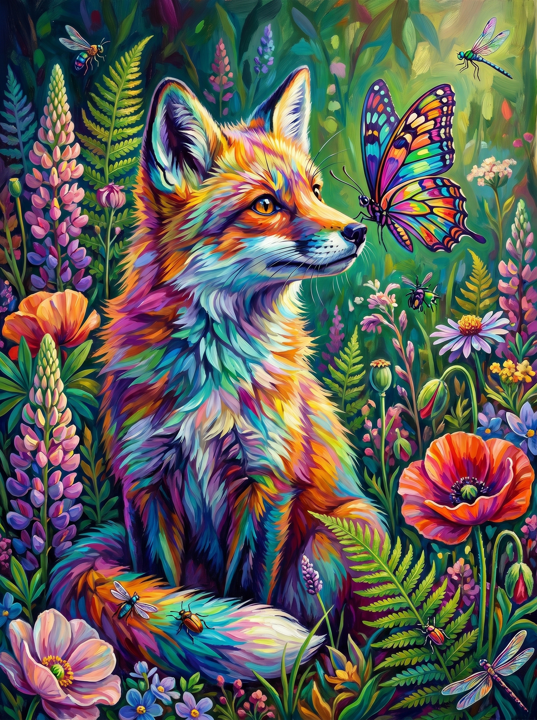 Vibrant Fox Garden Encounter (Diamond Painting) Diamond Painting kit