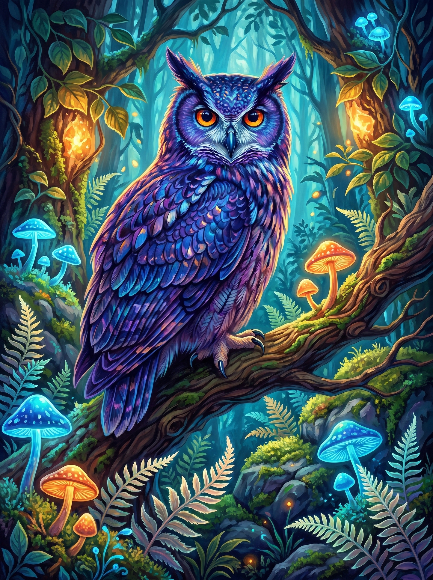 Enchanted Forest Owl Glow (Diamond Painting) Diamond Painting kit