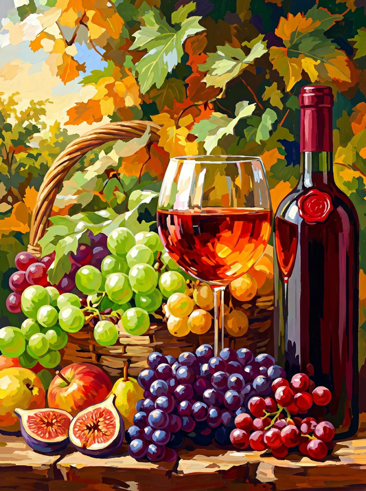 Harvest Vineyard Wine Still Life (Diamond Painting)