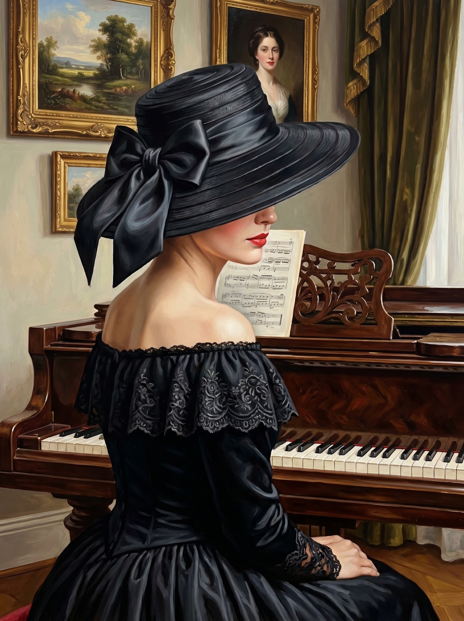 Elegant Midnight Piano Muse (Diamond Painting) Diamond Painting kit