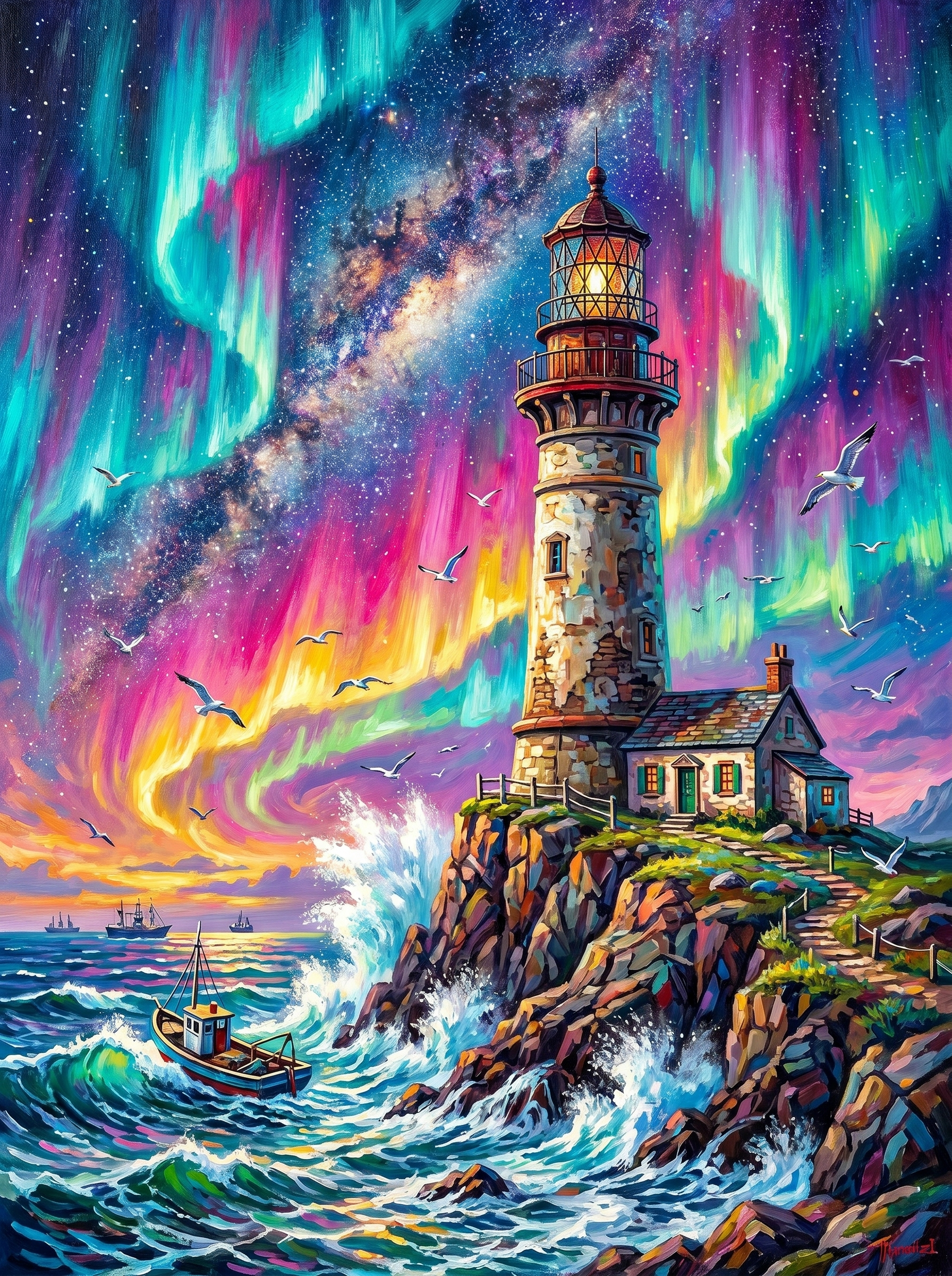 Aurora Lighthouse Ocean Dream (Diamond Painting) Diamond Painting kit
