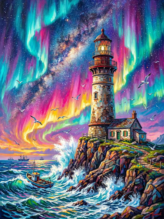 Aurora Lighthouse Ocean Dream (Diamond Painting) Diamond Painting kit