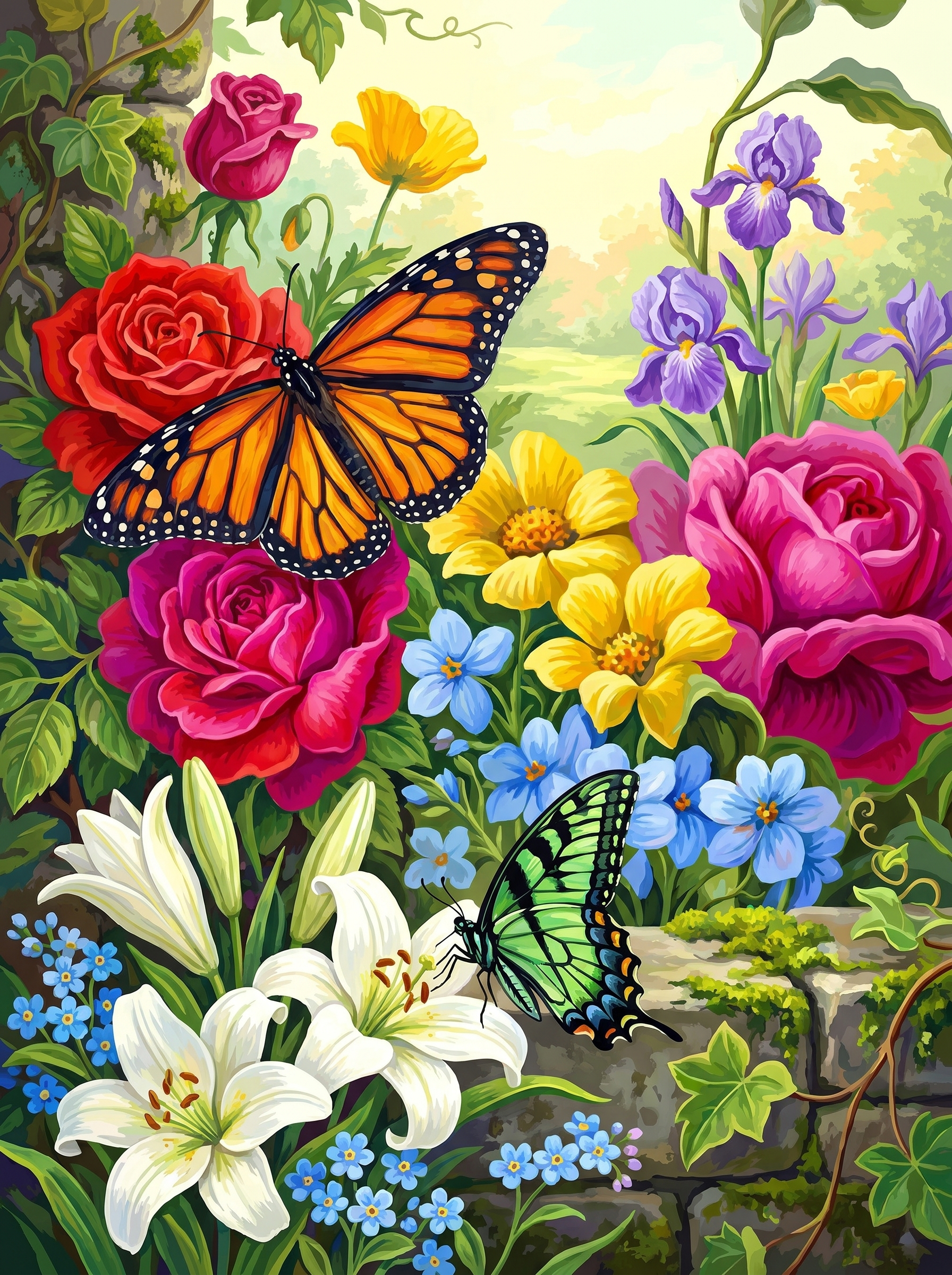 Butterflies in Bloom Garden (Diamond Painting)