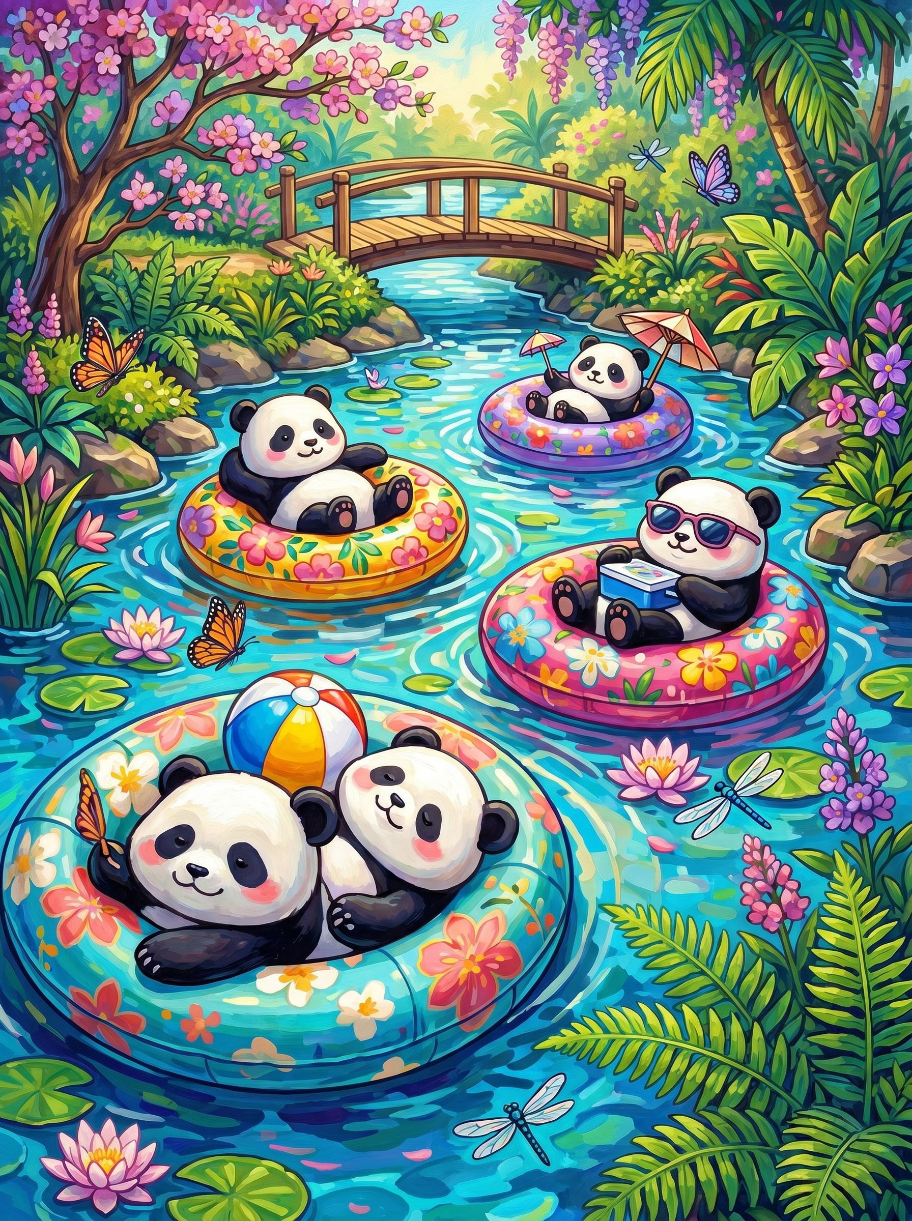 Playful Panda River Retreat (Diamond Painting) Diamond Painting kit