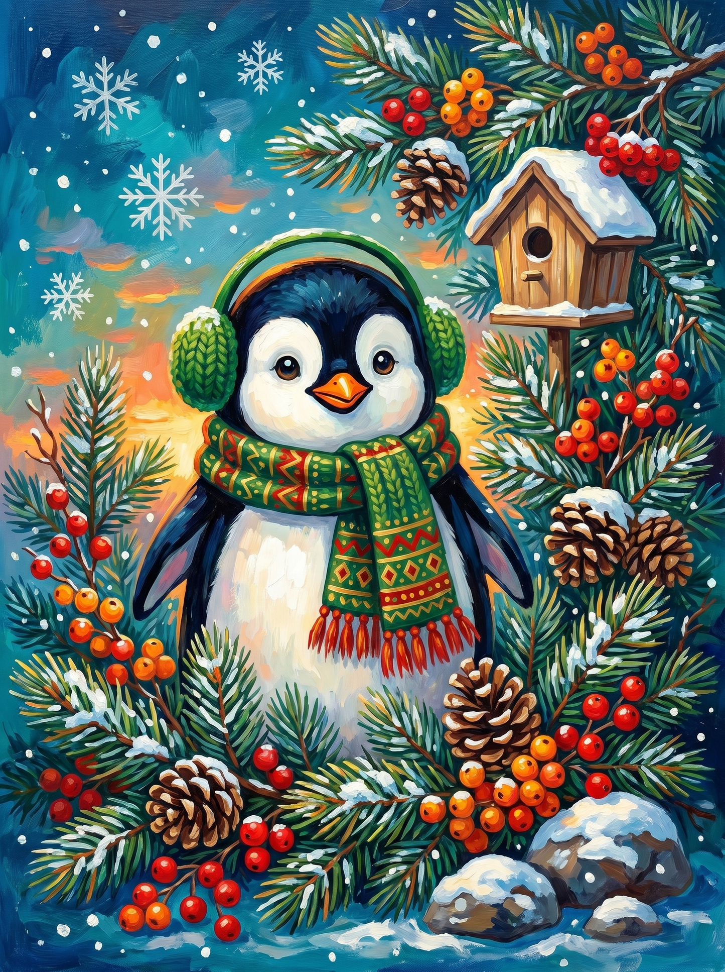 Cozy Winter Penguin Cheer (Diamond Painting) Diamond Painting kit