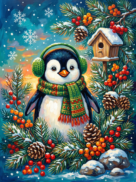 Cozy Winter Penguin Cheer (Diamond Painting) Diamond Painting kit