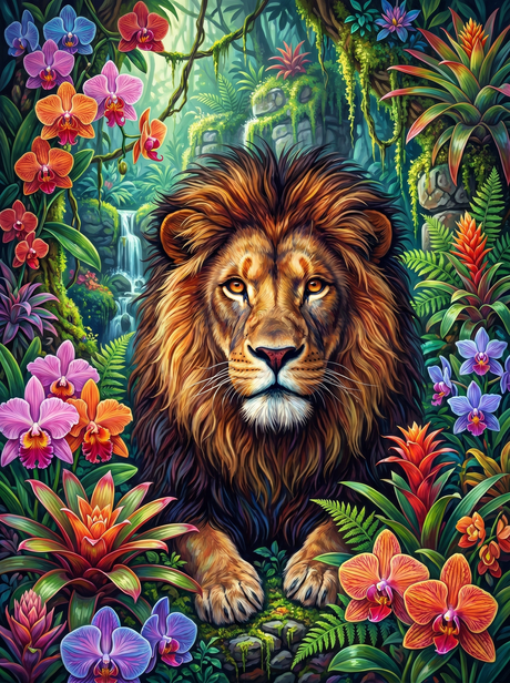 Majestic Jungle Lion King (Diamond Painting) Diamond Painting kit