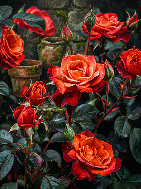 Crimson Garden Roses (Diamond Painting) Diamond Painting kit
